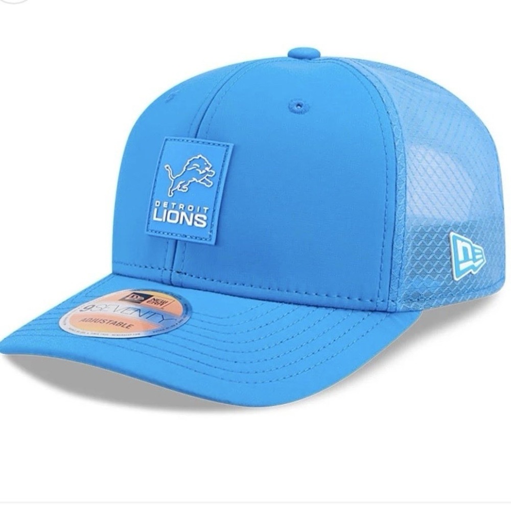 Detroit Lions New Era 2025 Sideline 9SEVENTY Trucker Adjustable Hat Cap Blue NEW